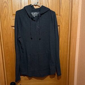 Mossimo Supply Co. Charcoal Hooded Sweatshirt